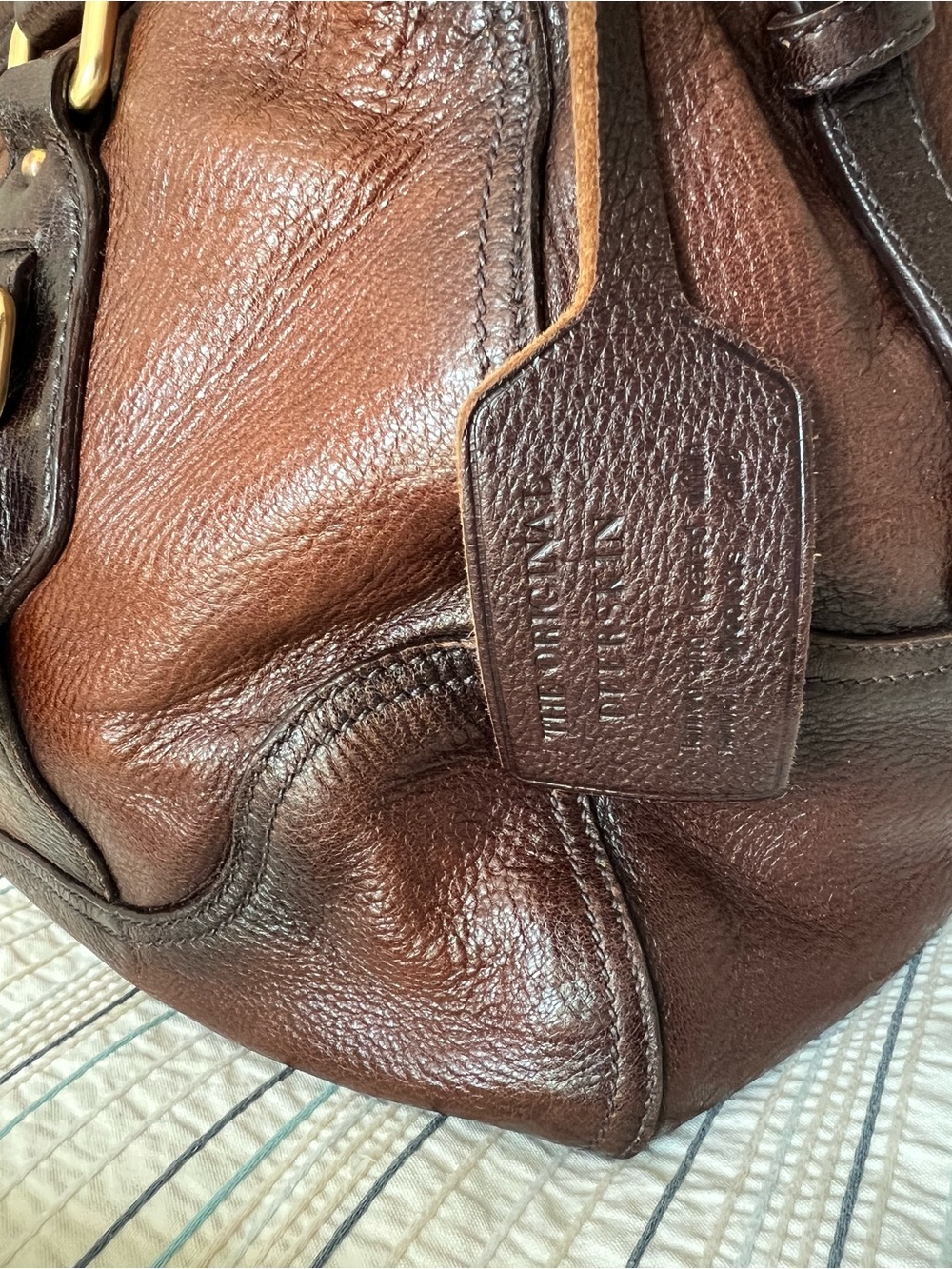Prada Brown Pebbled Leather Top-Handle/Shoulder Bag/Tote with Gold Hardware - Picture 4 of 16